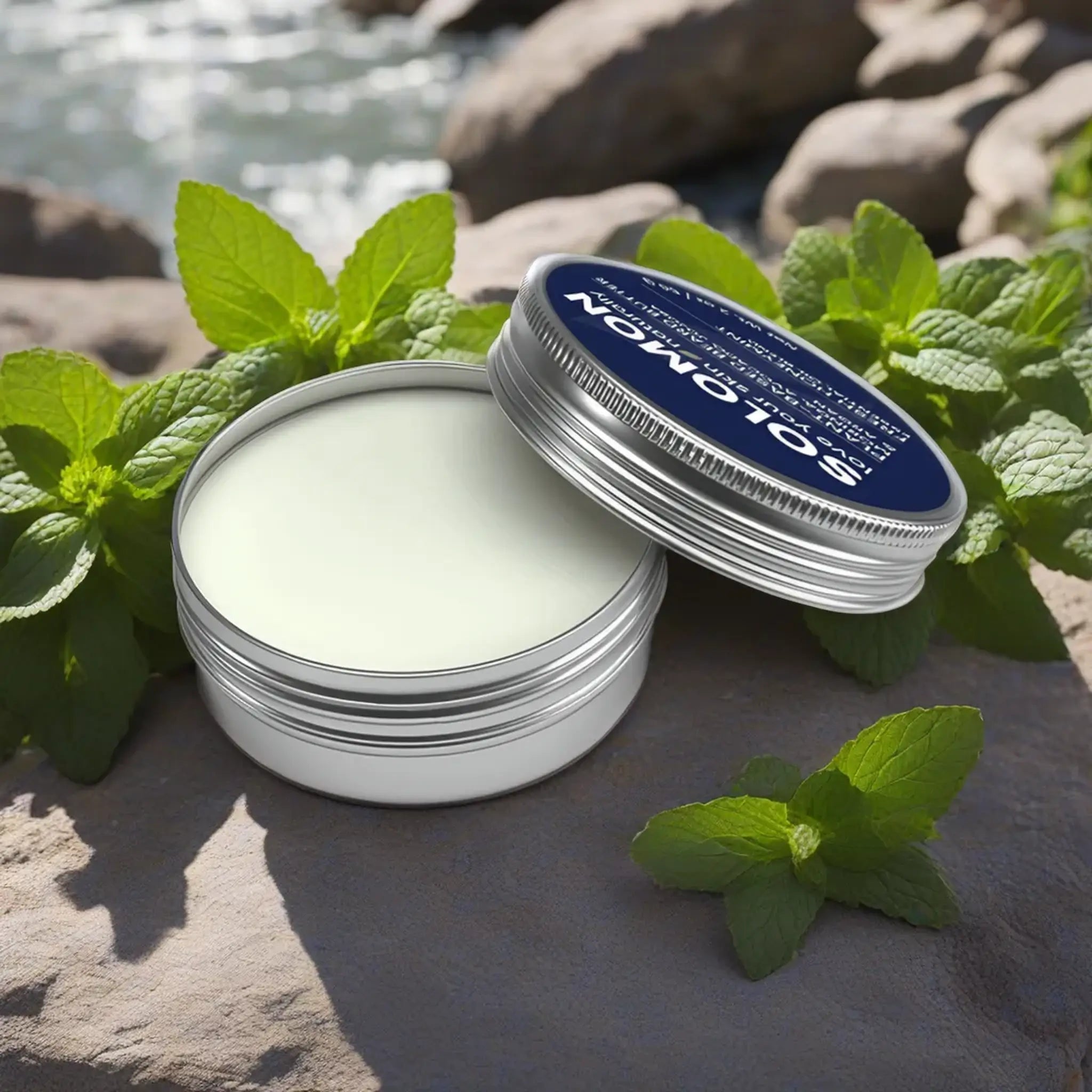 Solomon's Fresh Honeymint Plant-Based Beard Balm - Open Tin