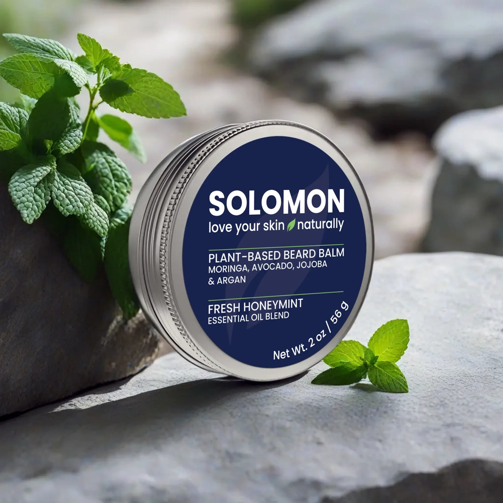 Solomon's Fresh Honeymint Plant-Based Beard Balm - Side View