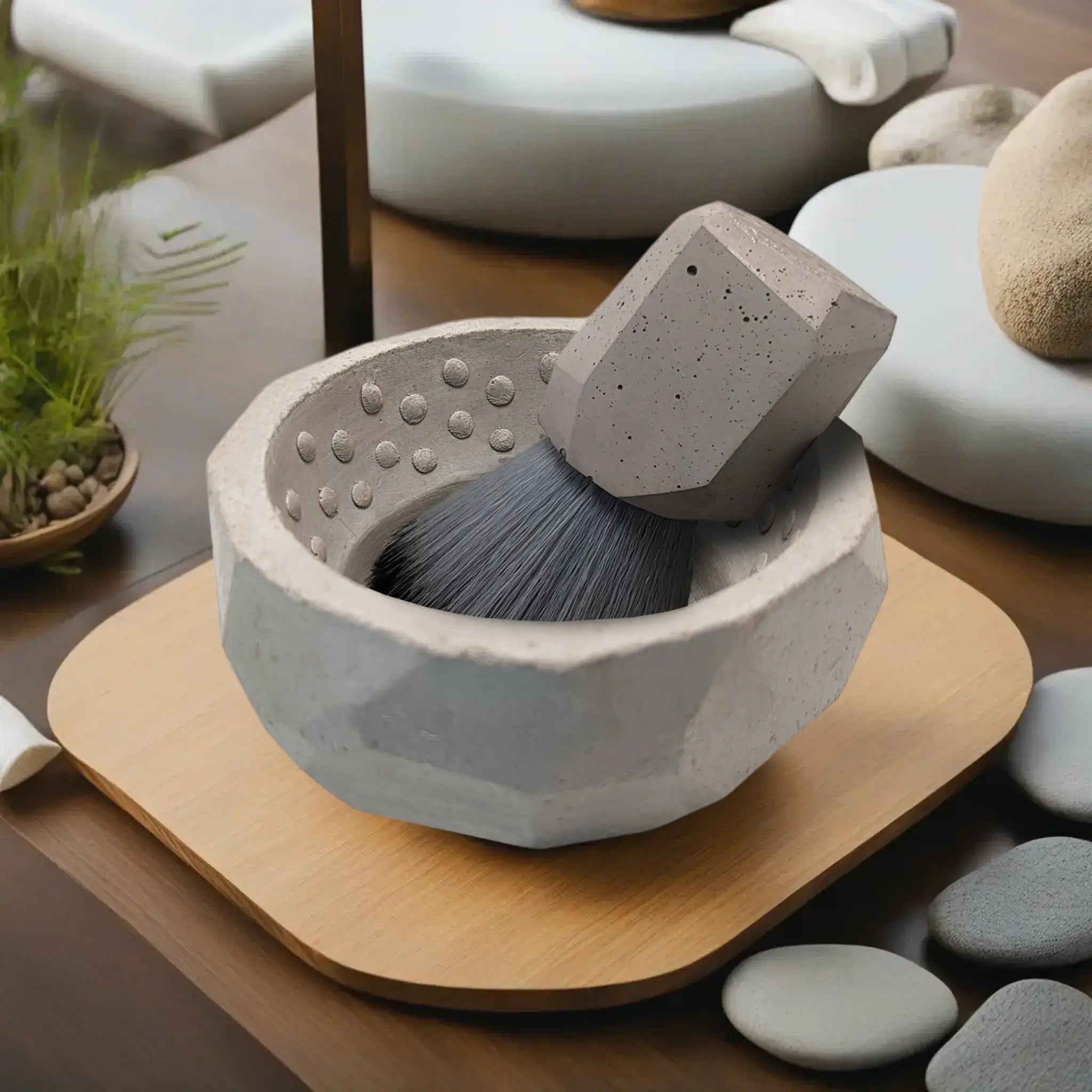 Natural Stonework Shaving Bowl Set